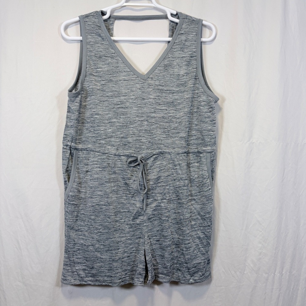 Cupshe Romper Sleeveless‎ Space Dye Drawstring Waist Gray XL